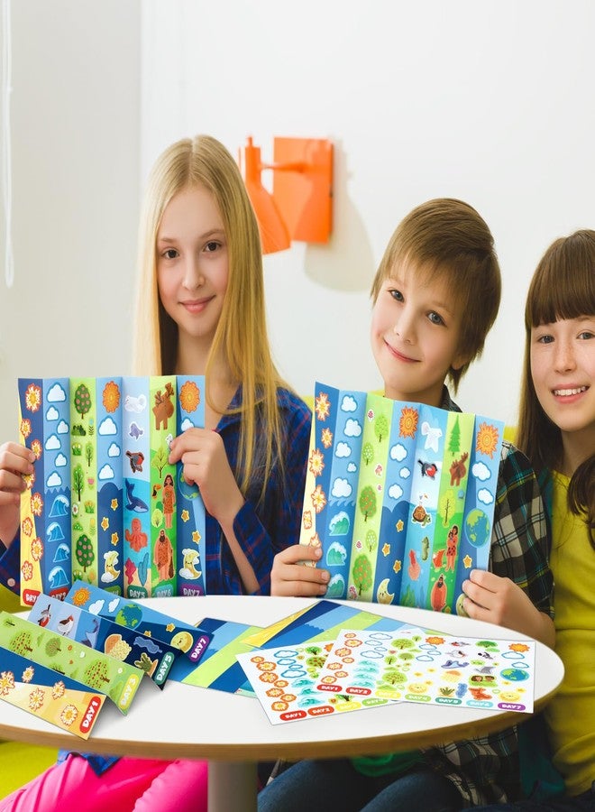 Weekgrat 24 Pcs 7 Days of Creation Sticker Scenes for Kids Fold up Creation Craft Religious DIY Stickers Scene Bulk Make Your Own Craft Gifts for Christian Sunday School Classroom Church Supply - Image 5